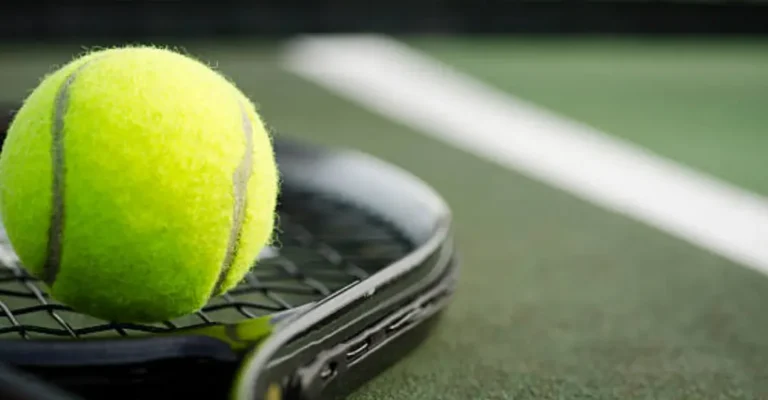 Tennis ball on a racket