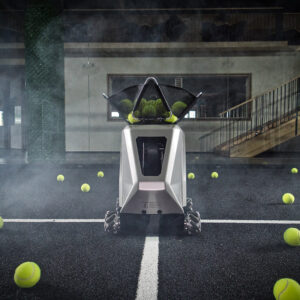 Moving padel ball launcher