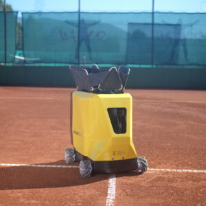 Moving tennis ball launcher