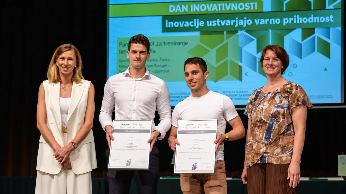 Sportbot team receiving recognition at Inovacije Zasavja 2026