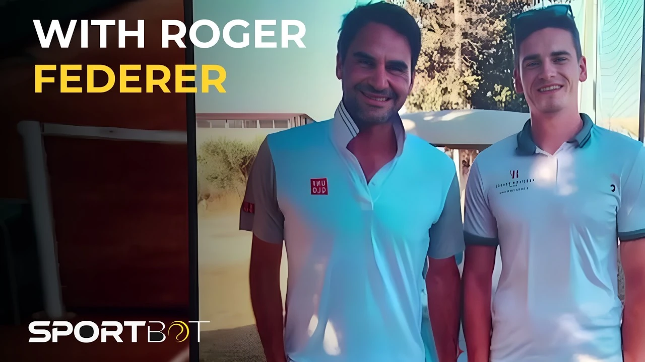 Roger Federer and Toni Ulčar with Sportbot